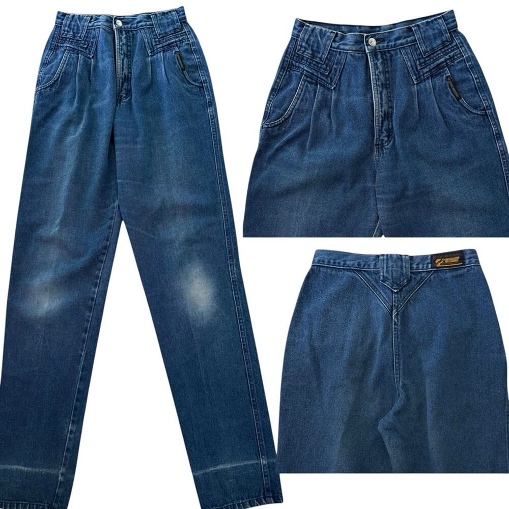 Rockies Vintage Western High Waist Bareback Pleated Denim Jeans 9/10 (26 x 34.5)